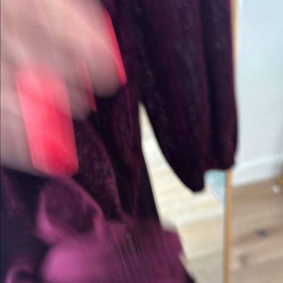 Elegant Burgundy Velvet Dress - Picture 6 of 7